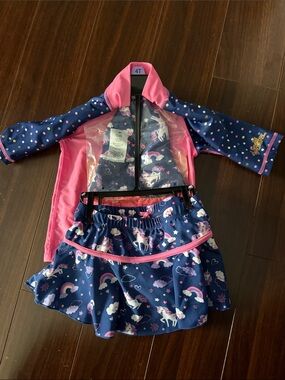 3 pc set Girls Navy & Pink Unicorn Swim Set - 4T